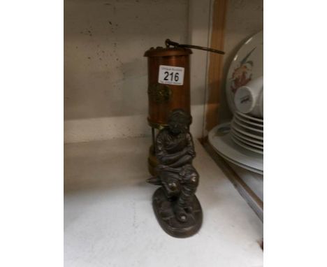 A miner's lamp and a blacksmith figure