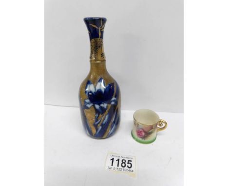 A 19th century Royal Doulton vase with lozenge mark and a miniature Royal Worcester cup