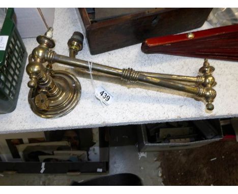 A good quality extending brass gas lamp wall bracket converted to electric