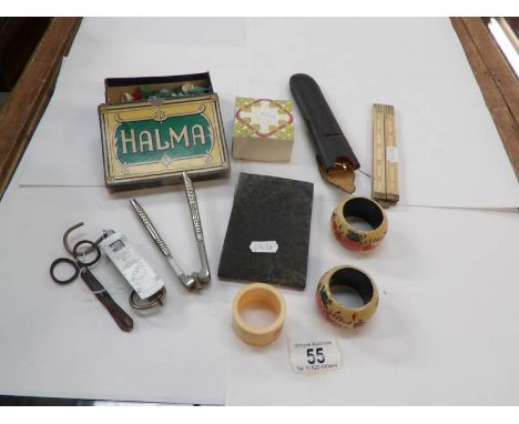 A mixed lot including nut crackers, vintage specs etc