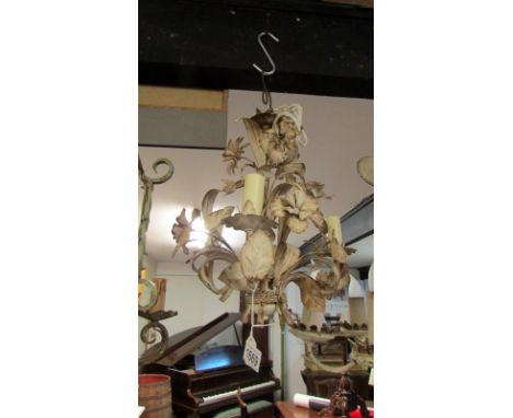 A wrought iron 3 lamp ceiling light
