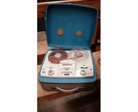 A reel to reel tape recorder