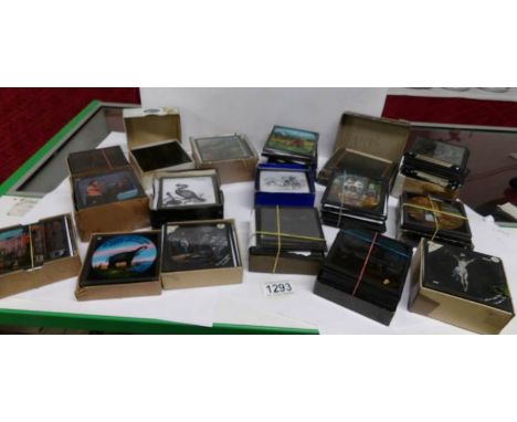 A box of assorted magic lantern slides