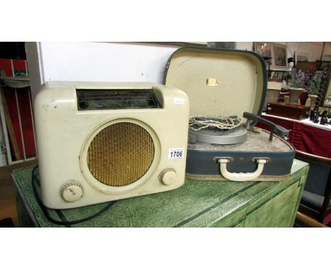A vintage Bush radio and a vintage Fidelity record player