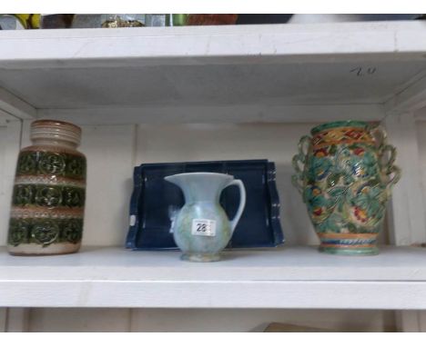 A mixed lot of pottery including Trentham (Beswick) ware, Scraffito style vase, Beswick jug, German pottery vase and Poole po