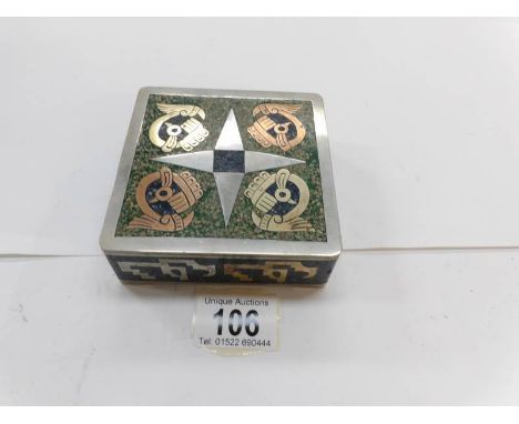 A vintage Mexixan Alpaca Metales box, stamped on bottom