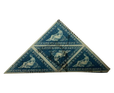 Cape of Good Hope four pence triangle stamp block of four, previously mounted