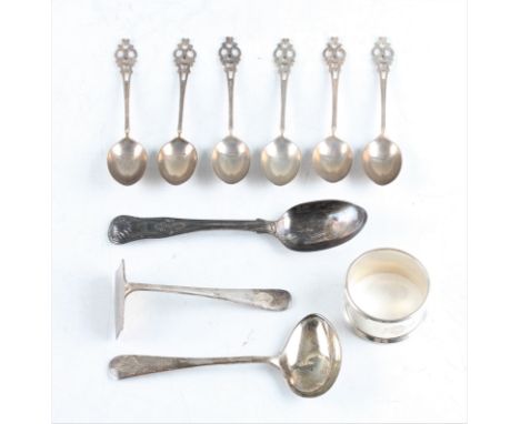 A collection of hallmarked silverware, to include a boxed set of six Victorian teaspoons, together with a napkin ring, a dess