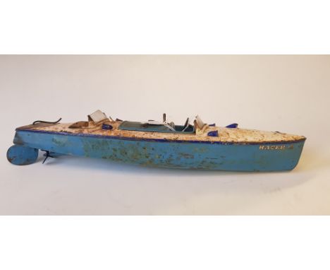 A Hornby tin Racer 3 clock windup boat