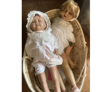 Large Mannequin &nbsp;1940s from shop display dolls pair in a vintage carry cot-useful for children's clothing displays in us