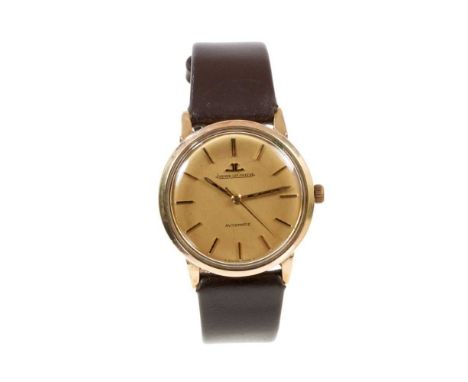 Gentleman's Jaeger-LeCoultre gold automatic wristwatch with circular gold dial, centre seconds and applied baton hour markers