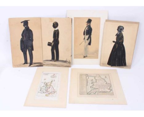 Attributed to Richard Dighton (1795-1880) watercolour silhouette of a gentleman, named as George Andrew Wright of the Middle 
