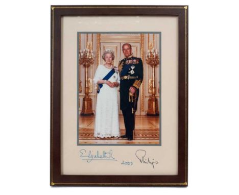 HM Queen Elizabeth II and HRH The Duke of Edinburgh fine signed 2003 presentation colour portrait photograph of the Royal cou