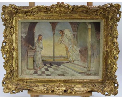 English School, 20th century, oil on panel - Sketch for fresco commissioned by Mr Douglas Dawson for St. James's Church, Nayl