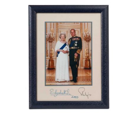 H.M.Queen Elizabeth II and H.R.H. The Duke of Edinburgh, fine signed presentation colour portrait photograph of the Royal cou