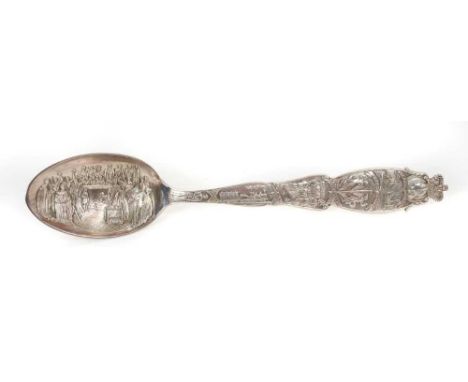 The Diamond Jubilee of H.M. Queen Victoria 1897, good quality silver commemorative spoon decorated with scenes from The Queen