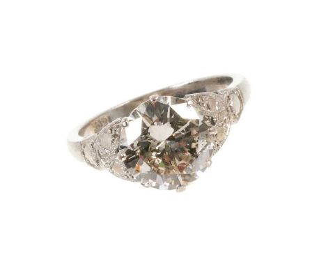 Diamond single stone ring with a round brilliant cut diamond estimated to weigh approximately 2.75cts in claw setting on 18ct