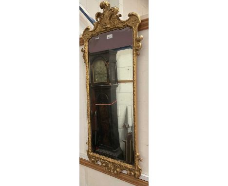 Queen Anne style gilt gesso wall mirror, with bevelled plate within moulded frame with Prince of Wales feathers cresting, 104