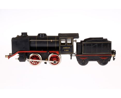 Märklin B-Dampflok R 890, Spur 0, schwarz, mit Tender und gW, Uhrwerk def., LS, Z 3