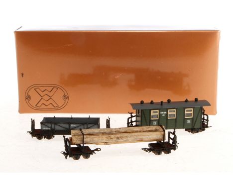 3 Bachmann/Westmodel Wagen, Spur H0f, Alterungsspuren, im Karton, Z 1-2