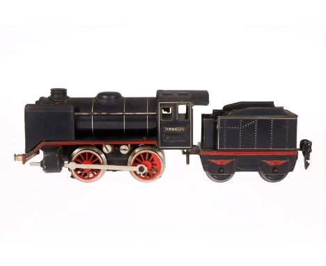 Märklin B-Dampflok R 12880, Spur 0, elektr., schwarz, mit Tender, gW und 1 el. bel. Stirnlampe, LS und gealterter Lack, Z 3