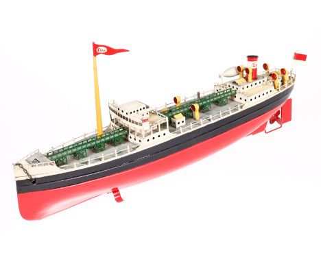 Fleischmann Esso Tanker, Uhrwerk intakt, NV, tw nachlackiert, L 50, Z 3