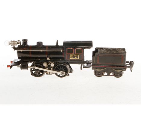 Märklin B-Dampflok R 13040, Spur 0, elektr., schwarz, mit Tender und 1 el. bel. Stirnlampe, LS tw ausgeb., gealterter Lack, Z