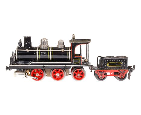Märklin B-1 Pfeif-Dampflok PD 1020, mit 2A-Tender, Spur 0, uralt, HL, Uhwerk intakt, mit automatisch arbeitender Pfeife, Gale