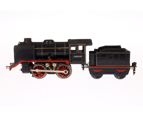 Märklin B-Dampflok R 12890, Spur 0, elektr., schwarz, mit Tender, gW und 1 el. bel. Stirnlampe, tw rest. und ergänzt, Z 3