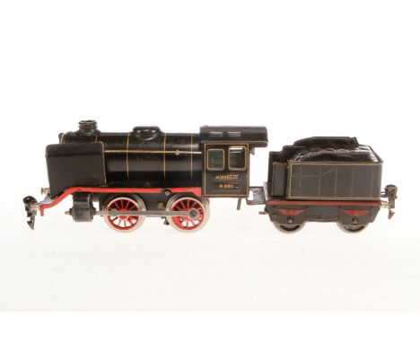 Märklin B-Dampflok R 890, Spur 0, Uhrwerk intakt, schwarz, mit Tender, LS, tw besch., Z 3