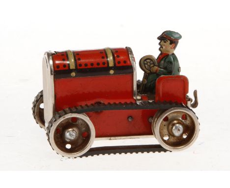 Gama Raupenschlepper, Blech, CL, Uhrwerk intakt, mit Fahrerfigur, LS, L 5,5, Z 2-3