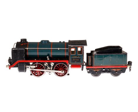 Märklin B-Dampflok R 12910, Spur 0, elektr., blau/schwarz, mit Tender, kW und 2 el. bel. Stirnlampen, LS und gealterter Lack,
