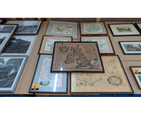 7 assorted framed maps, 17th &amp; 18th century style, all assumed to be reproductionPlease note this lot is not subject to V