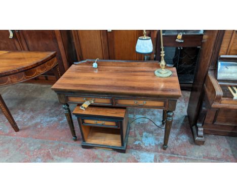 Georgian style mahogany desk/dressing table with built-in lamp plus bedside cabinet. NB dressing table has a fitted hairdryer