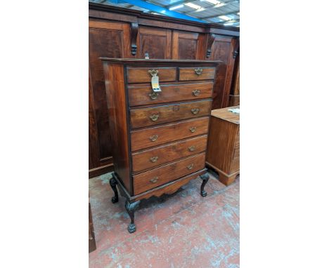 5 + 2 chest, mid/late 18th century origins, cabriole legs, hairy paw feet - (approx. size w94cm x d48.5cm x h147.5cm)Please n