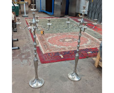 Pair of Georgian style floor standing 5 sconce plated candelabras each circa 148cm tallPlease note this lot is not subject to