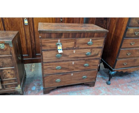 Georgian cross banded figured mahogany 5-drawer chest - (approx size w97cm x d51cm x h109cm)Please note this lot is not subje
