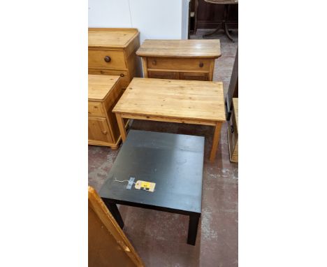 3 assorted pieces of furniture comprising 2 tables &amp; stripped wood cupboard - (approx. size of largest item w79cm x d44cm