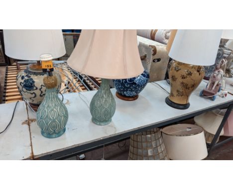 7 assorted table lamps, some with shades, including a children's rocking horse based lamp - this lot comprises the total cont