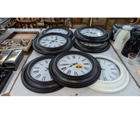 7 off large wall clocksPlease note this lot is not subject to VAT. The hammer price will still be subject to our buyer's prem