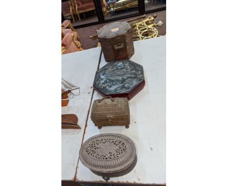 4 assorted decorative boxes in wood &amp; metalPlease note this lot is not subject to VAT. The hammer price will still be sub