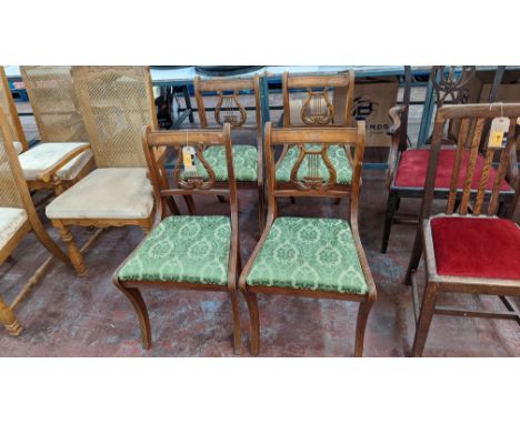 Set of 4 reproduction chairs with lyre backsPlease note this lot is not subject to VAT. The hammer price will still be subjec