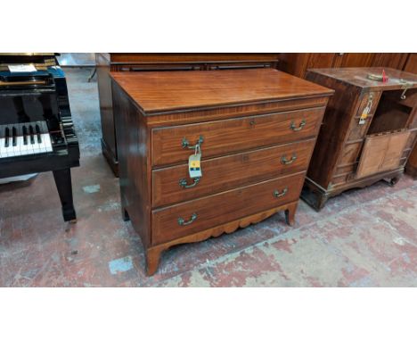 19th century chest, 3 long drawers, splay bracket feet- (approx size w110cm x d54.5cm x h97cm)Please note this lot is not sub