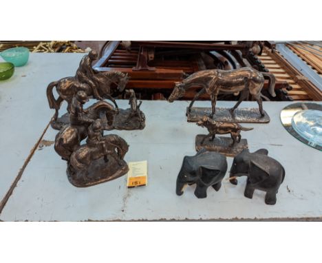 6 off animal figures comprising 4 Heredities sculptures of horses, dogs &amp; people plus 2 elephant sculpturesPlease note th