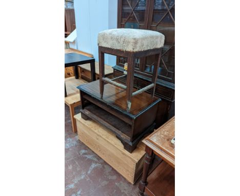 3 assorted pieces of furniture comprising chest, table &amp; upholstered stool - (approx. size of largest item w95cm x d48cm 