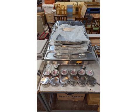3 chafing dishes plus good quantity of trays, warming pots &amp; other related items as picturedPlease note this lot is not s
