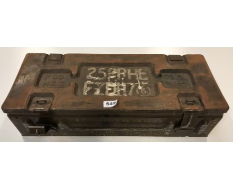 A British Army 25pdr for the MK 3 tank shell box dated 1955.