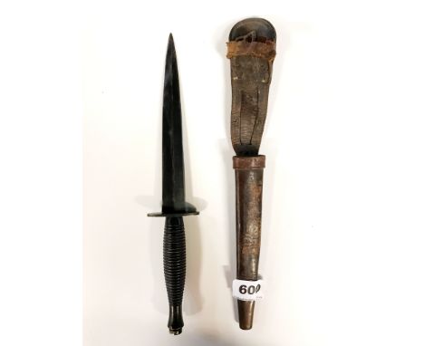 A Fairburn Sykes 3rd Pattern commando knife used by the British Commandos without scabbard, marked Sheffield England (post wa