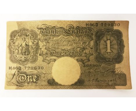 A German Army forged British £1 note, the reverse text in Arabic to get them to revolt against the British.