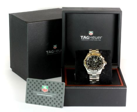 A boxed gentleman's Tag Heuer Aquaracer stainless steel wrist watch. Please note this is a credit card reclaim item sold as s